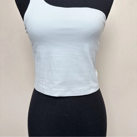Lululemon Womens 8 Ribbed Nulu Asymmetrical Yoga Tank Top Sheer Blue - Picture 4 of 10